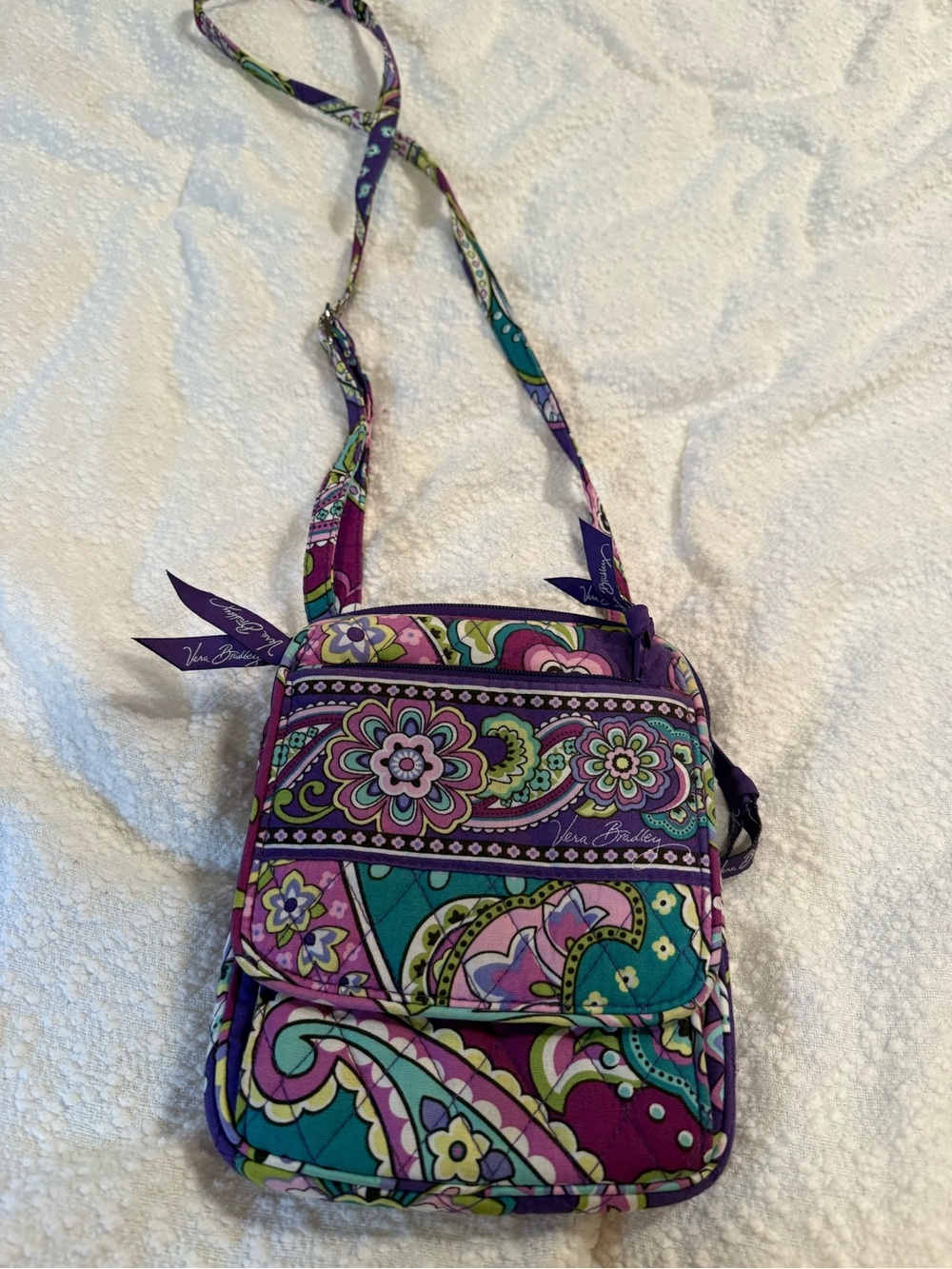 Vera Bradley Teal and Purple Paisley Crossbody Bag